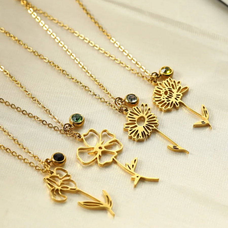 Surprise Bloom Necklace, 18k gold-plated flower charm