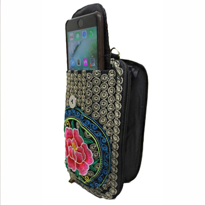 Darn Good Yarn: Huipil Floral Embroidered Clutch Wristlet Crossbody Bag, Clothing and Accessories