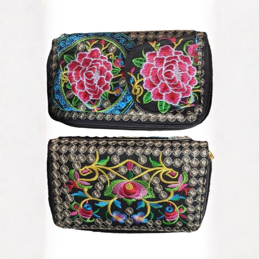 Darn Good Yarn: Huipil Floral Embroidered Clutch Wristlet Crossbody Bag, Clothing and Accessories