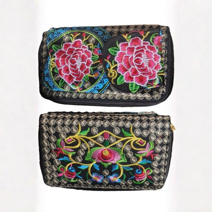 Darn Good Yarn: Huipil Floral Embroidered Clutch Wristlet Crossbody Bag, Clothing and Accessories