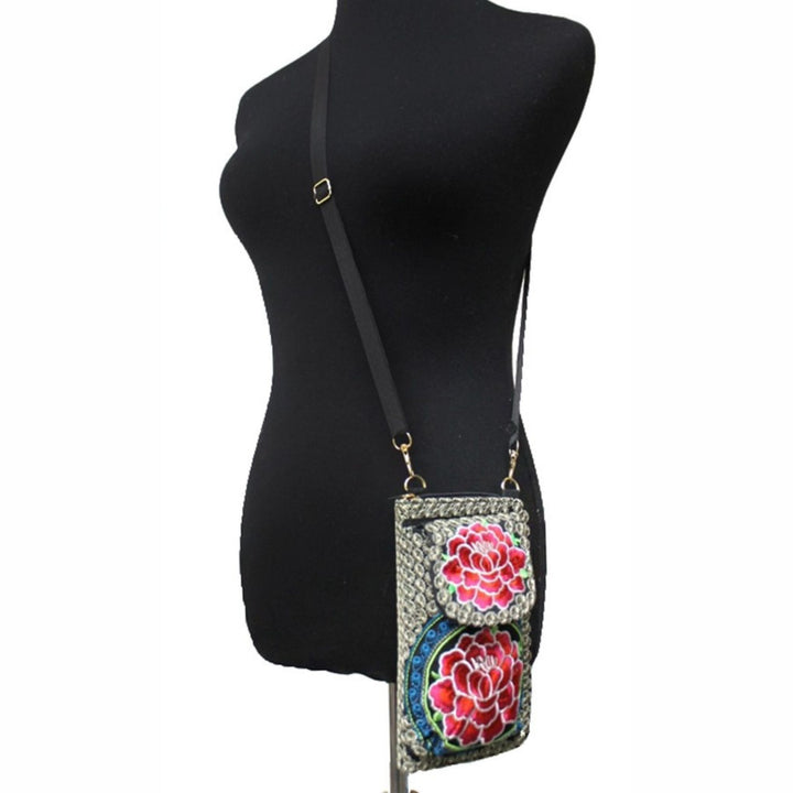 Darn Good Yarn: Huipil Floral Embroidered Clutch Wristlet Crossbody Bag, Clothing and Accessories