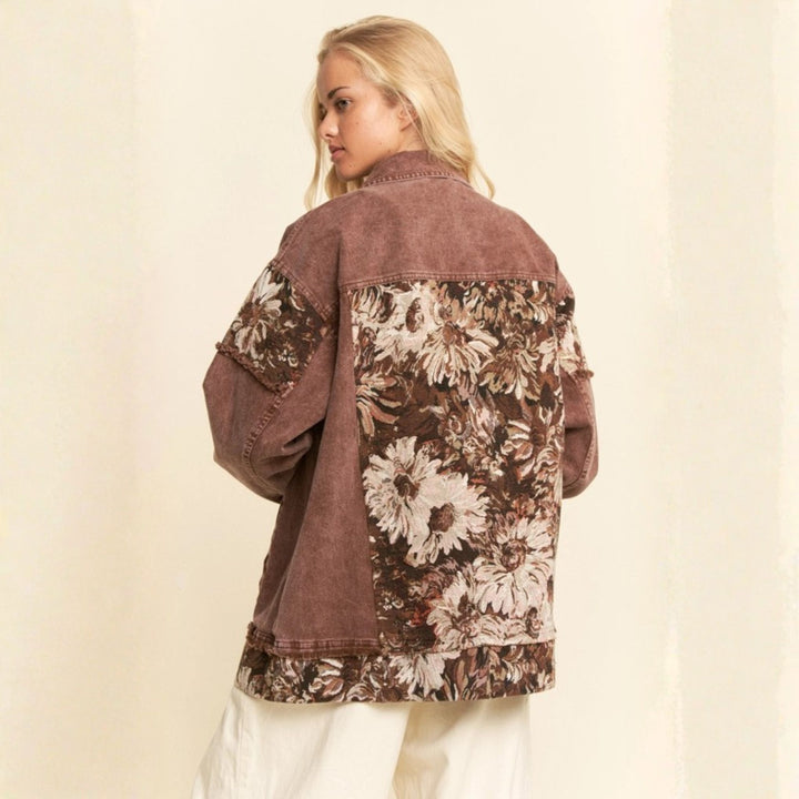 Woodstock Dreams Limited Edition Floral Contrast Stone Wash Denim Jacket