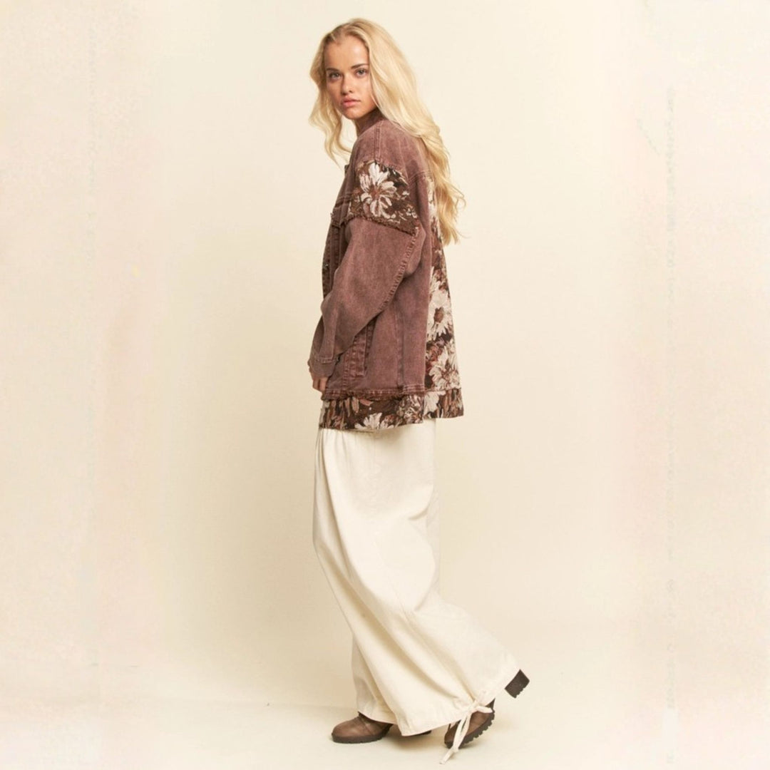 Woodstock Dreams Limited Edition Floral Contrast Stone Wash Denim Jacket