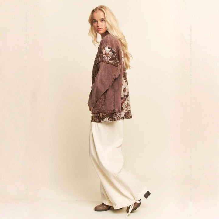 Woodstock Dreams Limited Edition Floral Contrast Stone Wash Denim Jacket
