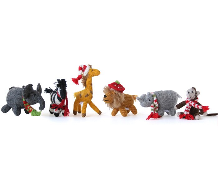 Darn Good Yarn: Safari Animal Ornaments- set of 6, Knit Ornament