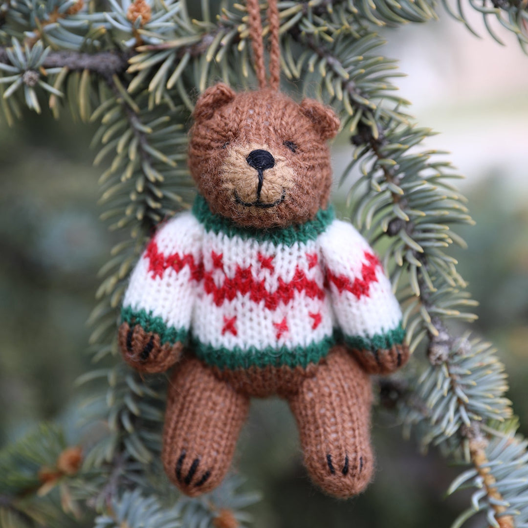 Darn Good Yarn: Brown Bear Ornaments - set of 6, Knit Ornament