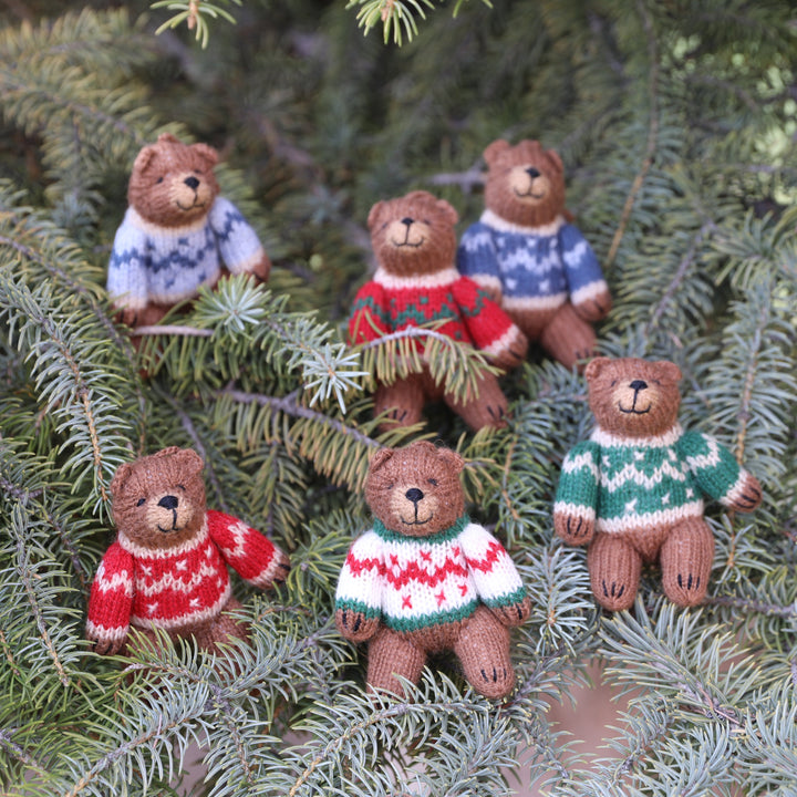 Darn Good Yarn: Brown Bear Ornaments - set of 6, Knit Ornament