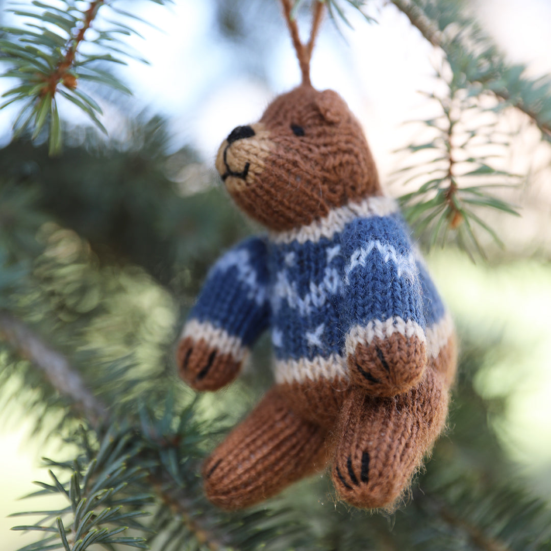 Darn Good Yarn: Brown Bear Ornaments - set of 6, Knit Ornament