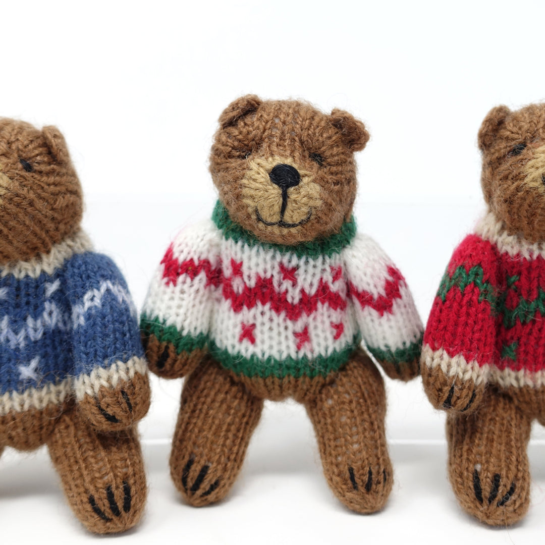 Darn Good Yarn: Brown Bear Ornaments - set of 6, Knit Ornament