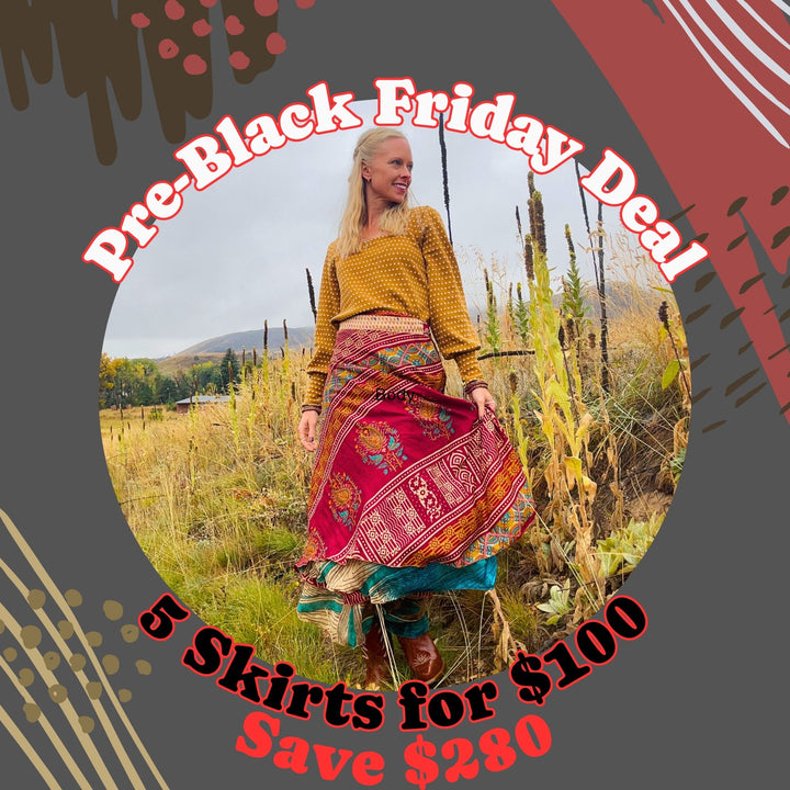 The Original Sari Wrap Skirt- Pre-Black Friday Exclusive 5 skirts for $100 (Save $280)
