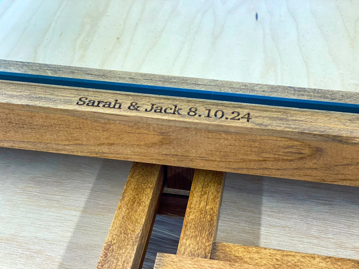 Darn Good Yarn: Rustic Puzzle Coffee Table with removable glass top - includes 2 hidden drawers - 24x36", 