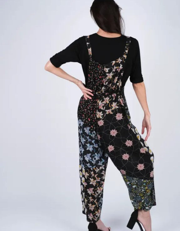 Darn Good Yarn: Limited Edition: Woodstock Dreams Midnight Bloom Patchwork Overalls, Clothing and Accessories
