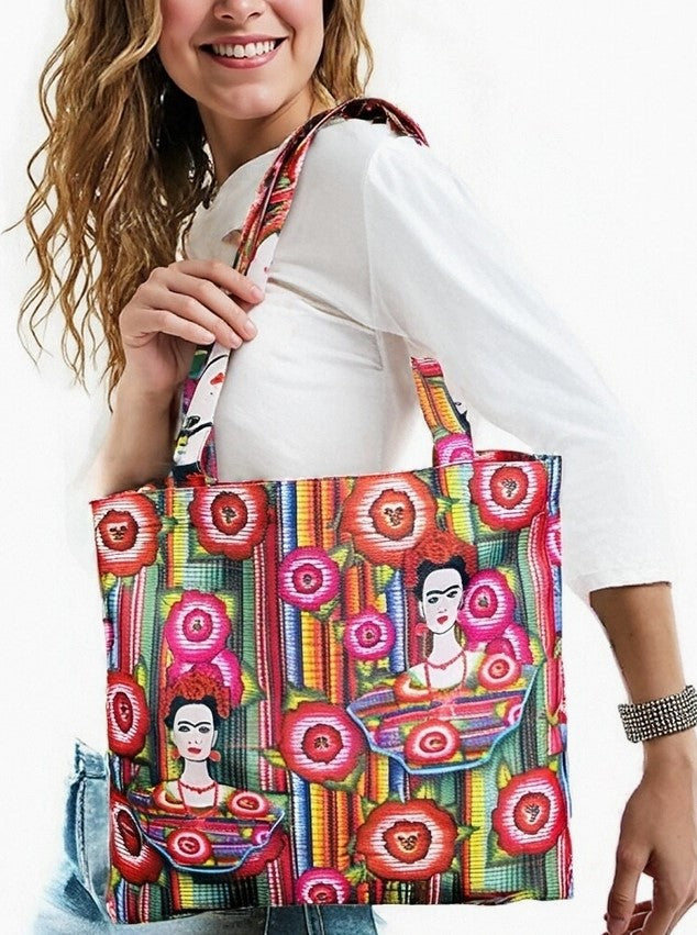 Darn Good Yarn: Frida Forever Tote — Vibrant Art-Inspired Canvas Shoulder Bag, Clothing and Accessories
