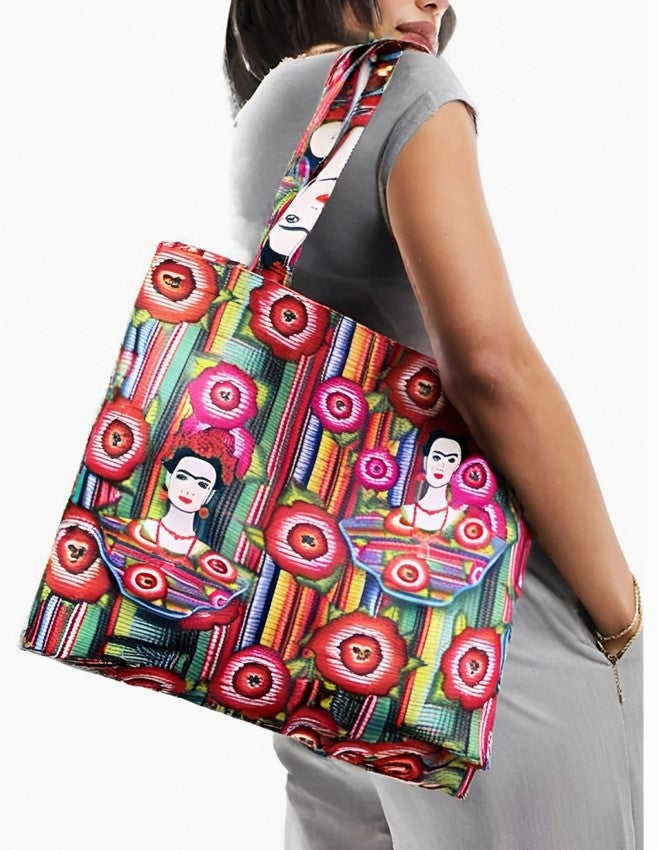 Darn Good Yarn: Frida Forever Tote — Vibrant Art-Inspired Canvas Shoulder Bag, Clothing and Accessories