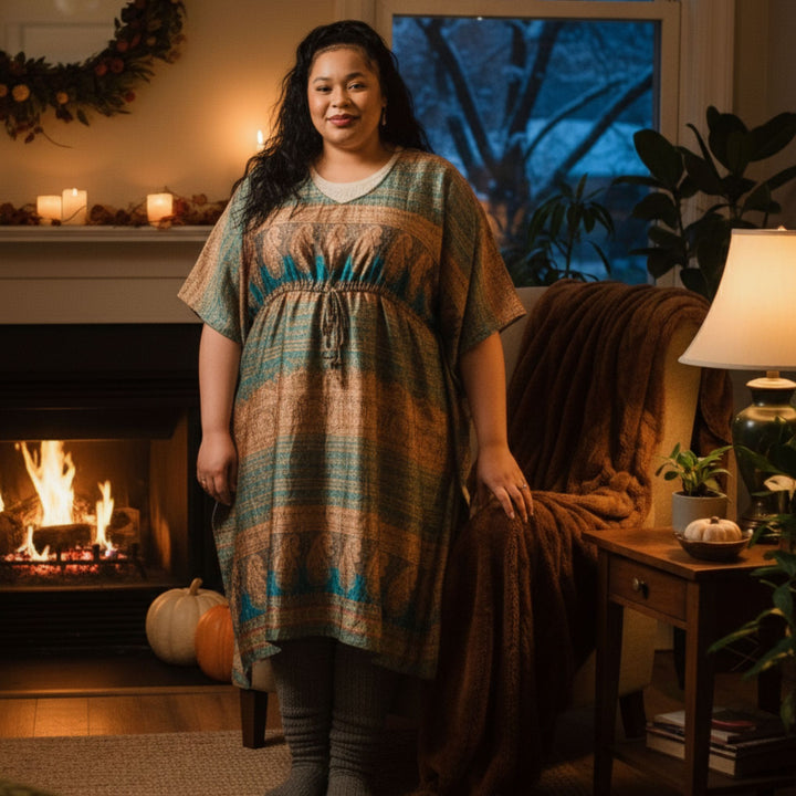 Darn Good Yarn: Aanya Adjustable Long Kaftan Dress, Clothing and Accessories