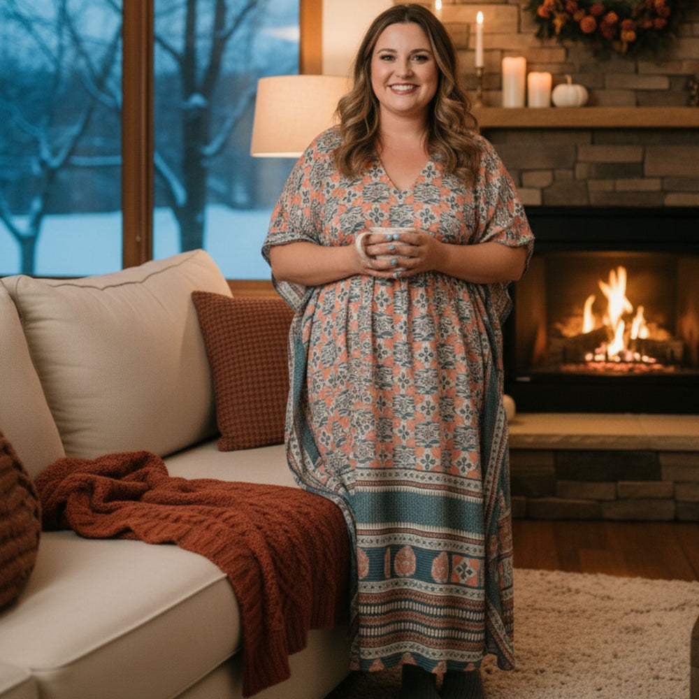 Darn Good Yarn: Aanya Adjustable Long Kaftan Dress, Clothing and Accessories