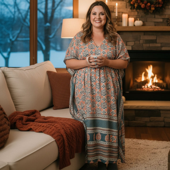 Darn Good Yarn: Aanya Adjustable Long Kaftan Dress, Clothing and Accessories