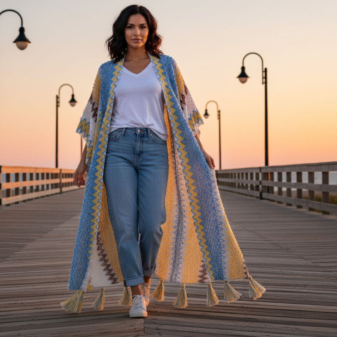 Limited Edition: Woodstock Dreams Wanderlust Weave Maxi Kimono Duster