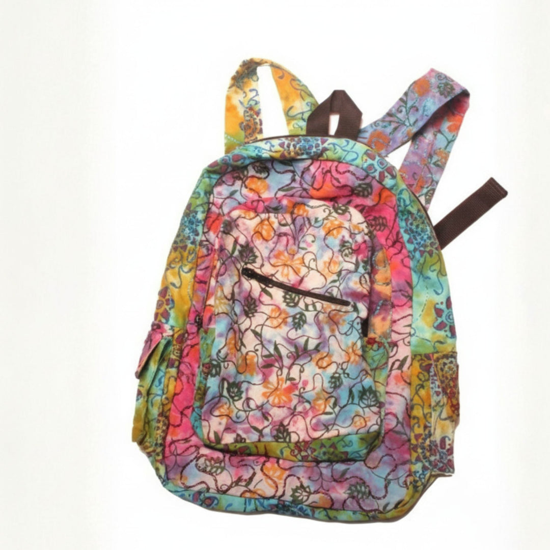 Embroidered Tie Dye Canvas Backpack
