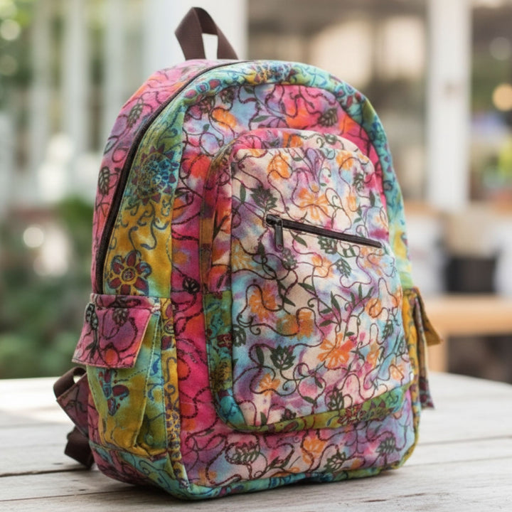 Embroidered Tie Dye Canvas Backpack