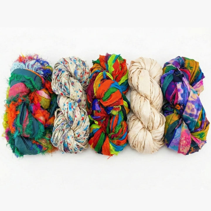 Darn Good Yarn: Bollywood Jewel Mix Sari Ribbon 5-Pack, Yarn
