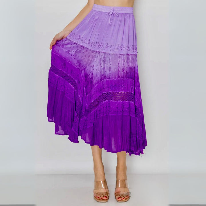 Darn Good Yarn: Limited Edition: Woodstock Dreams Boho Maxi Skirt with Embroidery, Clothing and Accessories