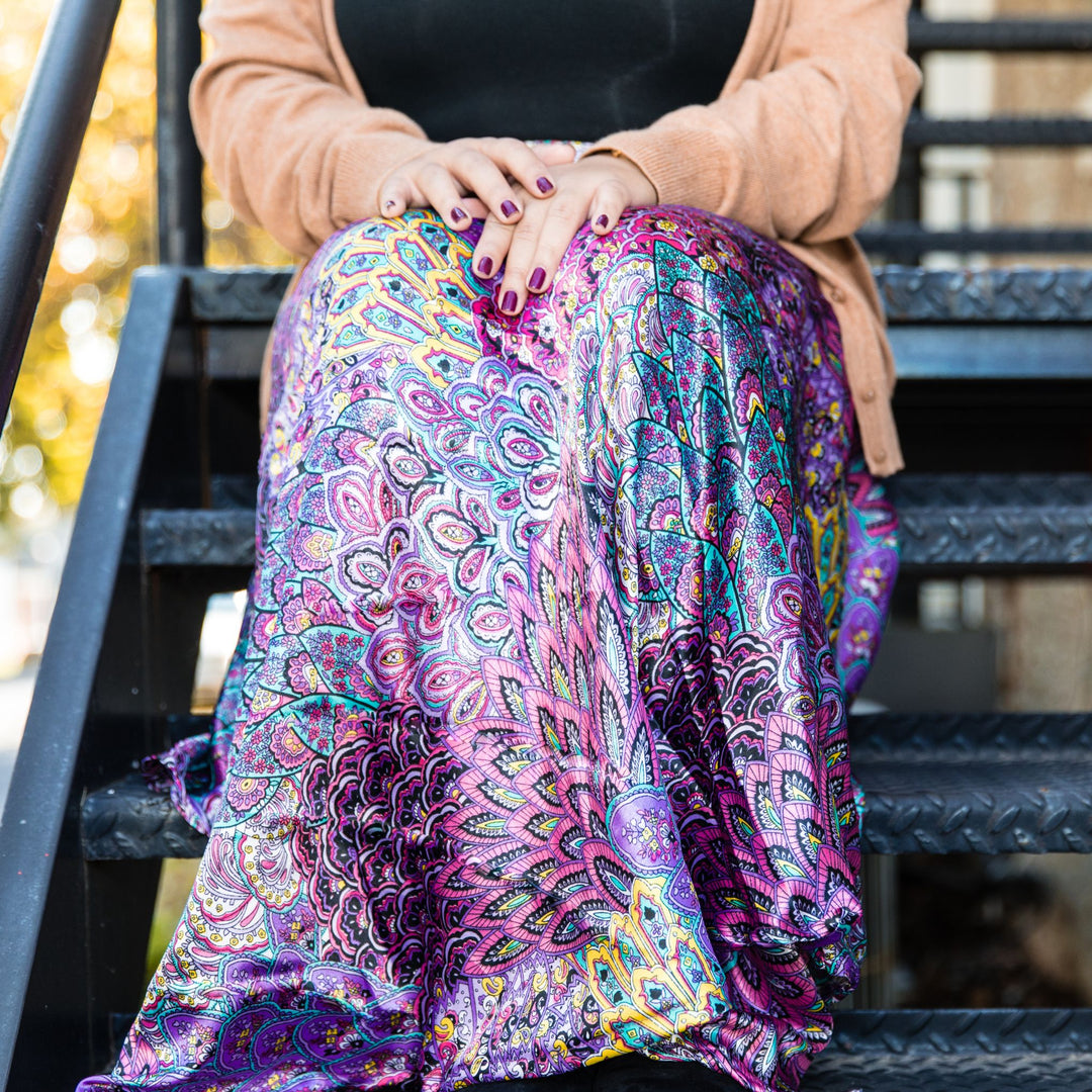 Darn Good Yarn: Peacock Floral Printed Wrap Skirt, Clothing and Accessories