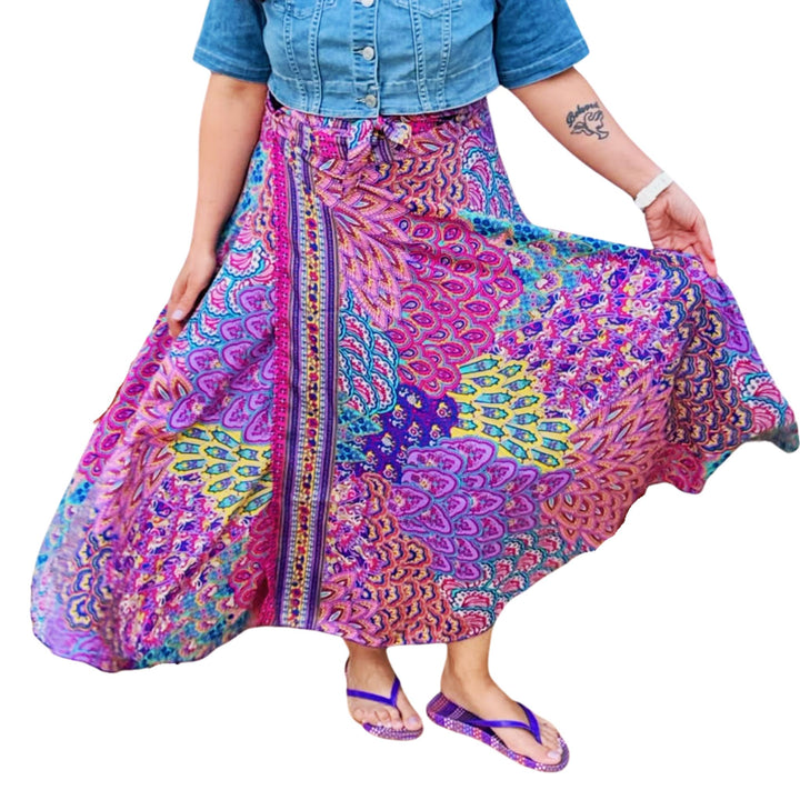 Peacock Mandala Printed Wrap Skirt