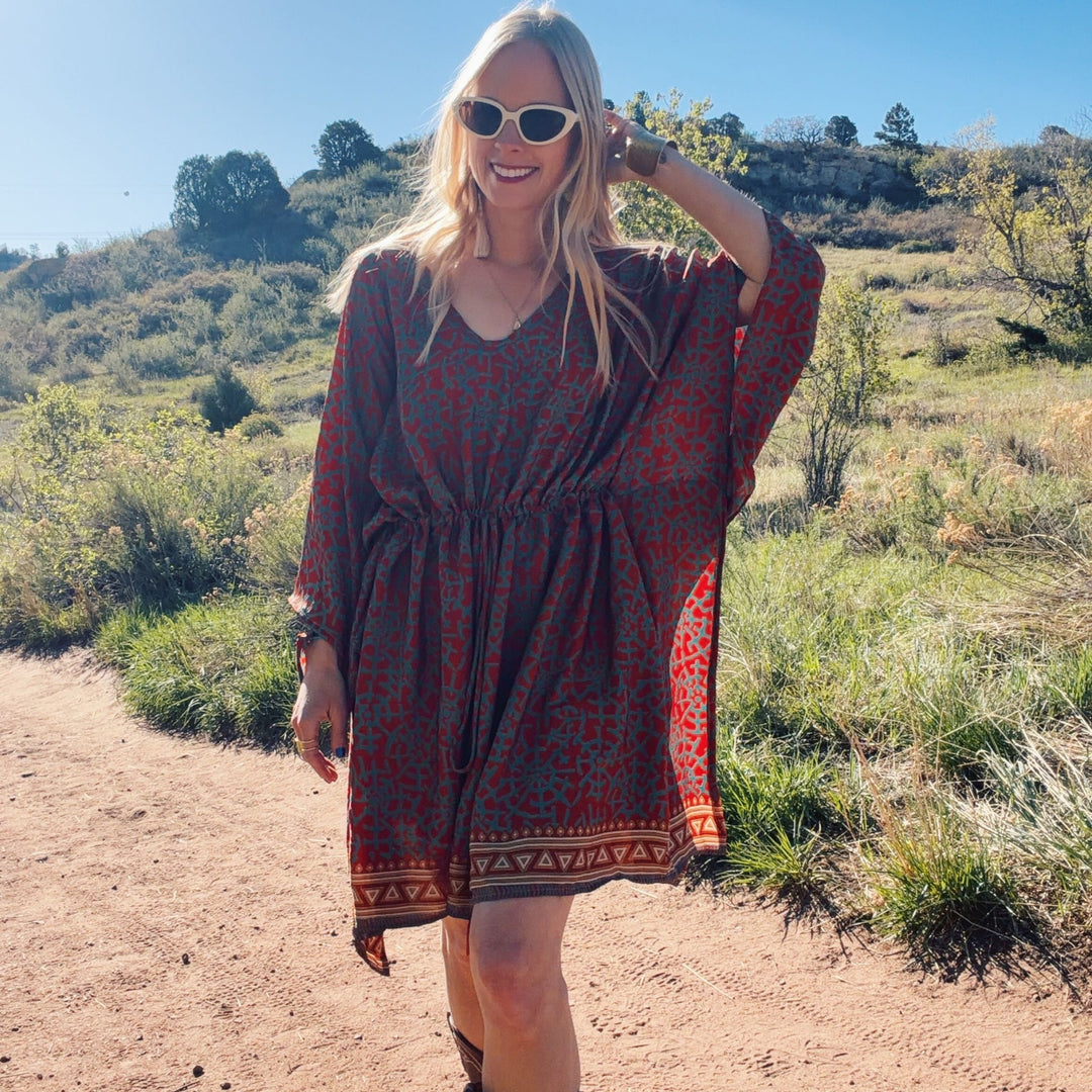 knee length kaftan dress short Floaty Knee Length Silk Designer Kaftans Lindsey Brown