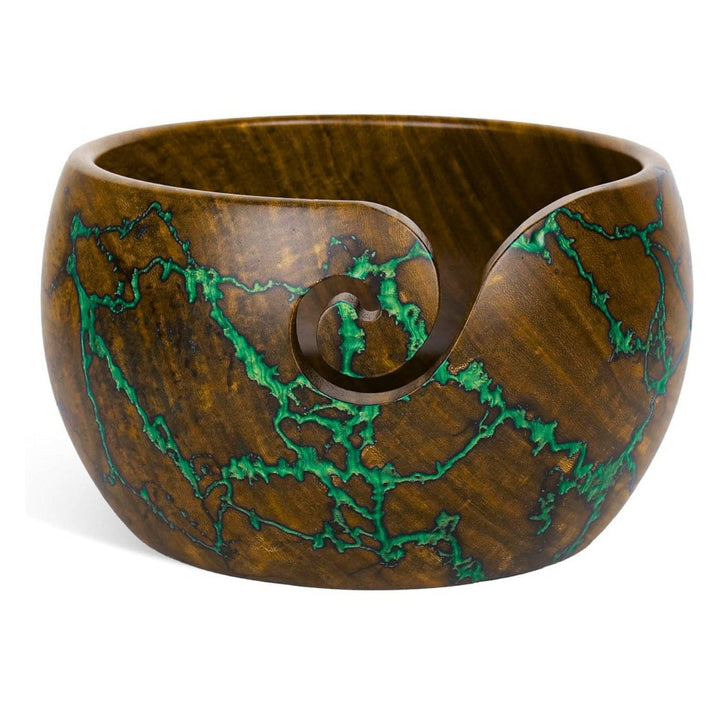 Handcrafted Rosewood Yarn Bowl with Unique Resin Accents
