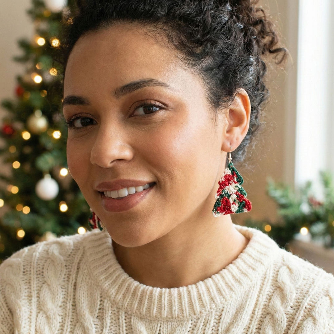Darn Good Yarn: Christmas Tree Earrings Crochet Pattern, Patterns
