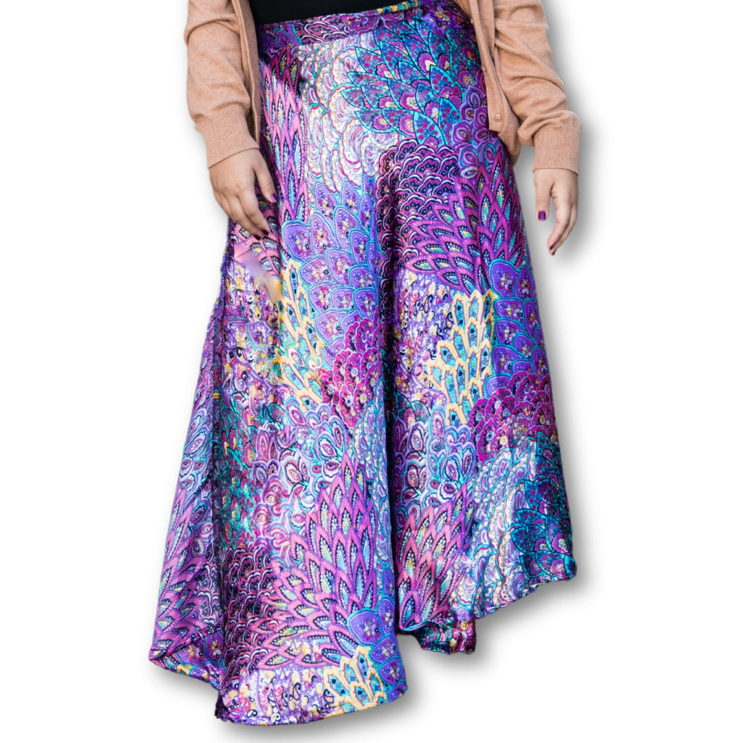 Darn Good Yarn: Peacock Floral Printed Wrap Skirt, Clothing and Accessories