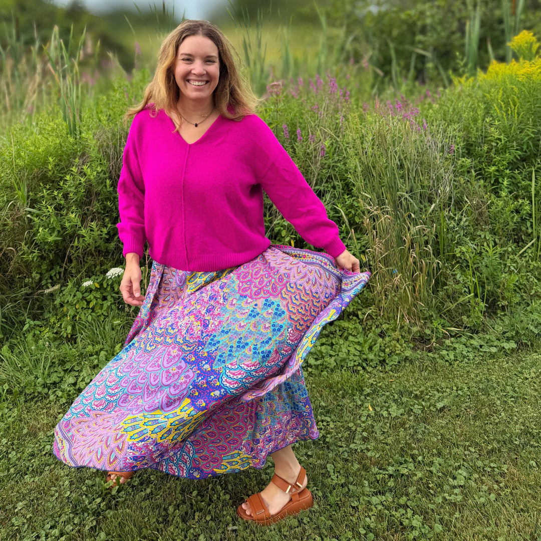 Peacock Mandala Printed Wrap Skirt