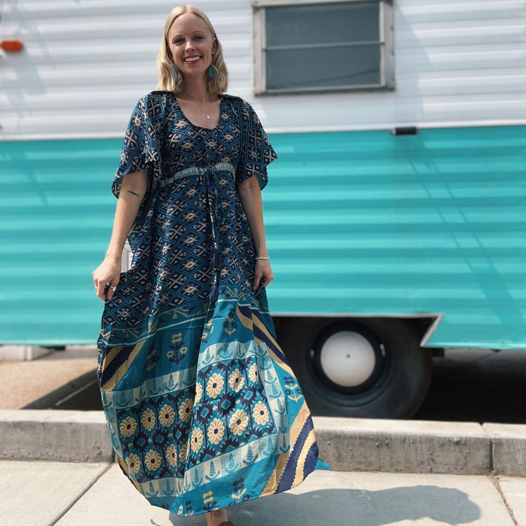 Aanya Adjustable Long Kaftan Dress | Darn Good Yarn Womens 4-12 Aanya Adjustable Long Kaftan Dress | Darn Good Yarn Womens 4-12