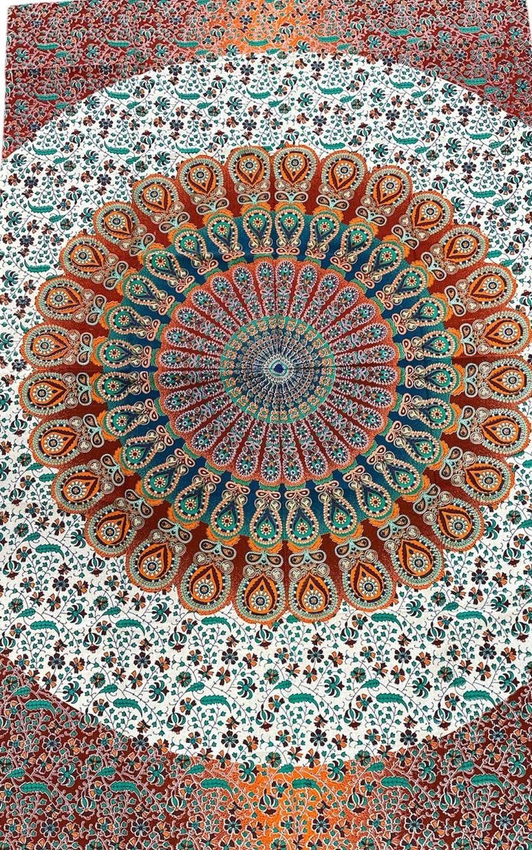 Paisley Mandala Tapestry – Black & White Boho Wall Hanging (55" x 83")