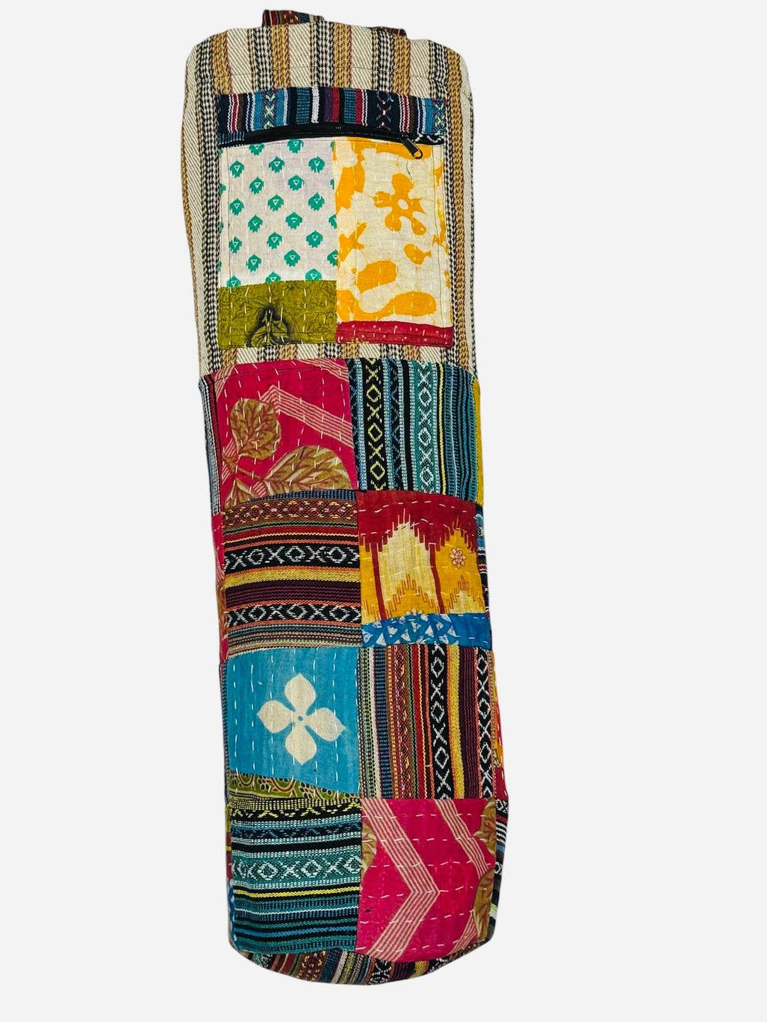 Kantha Patchwork Yoga Mat Bag – Quilted Boho Mat Carrier
