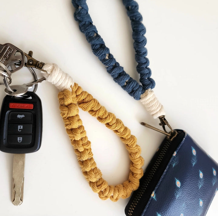 Darn Good Yarn: Handwoven Macrame Wristlet Assorted colors – Boho Style Meets Everyday Utility, Clothing and Accessories