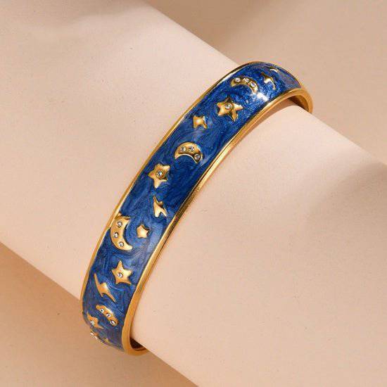 Celestial Star Moon Bangle Bracelet - Darn Good Yarn