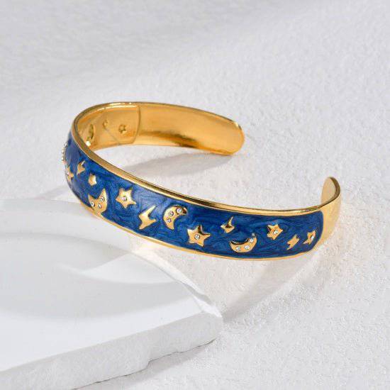 Celestial Star Moon Bangle Bracelet - Darn Good Yarn
