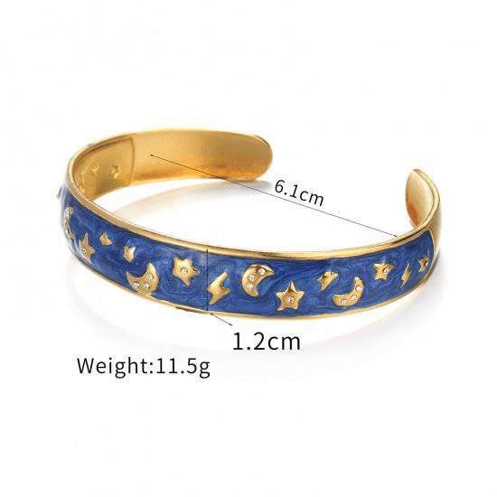 Celestial Star Moon Bangle Bracelet - Darn Good Yarn