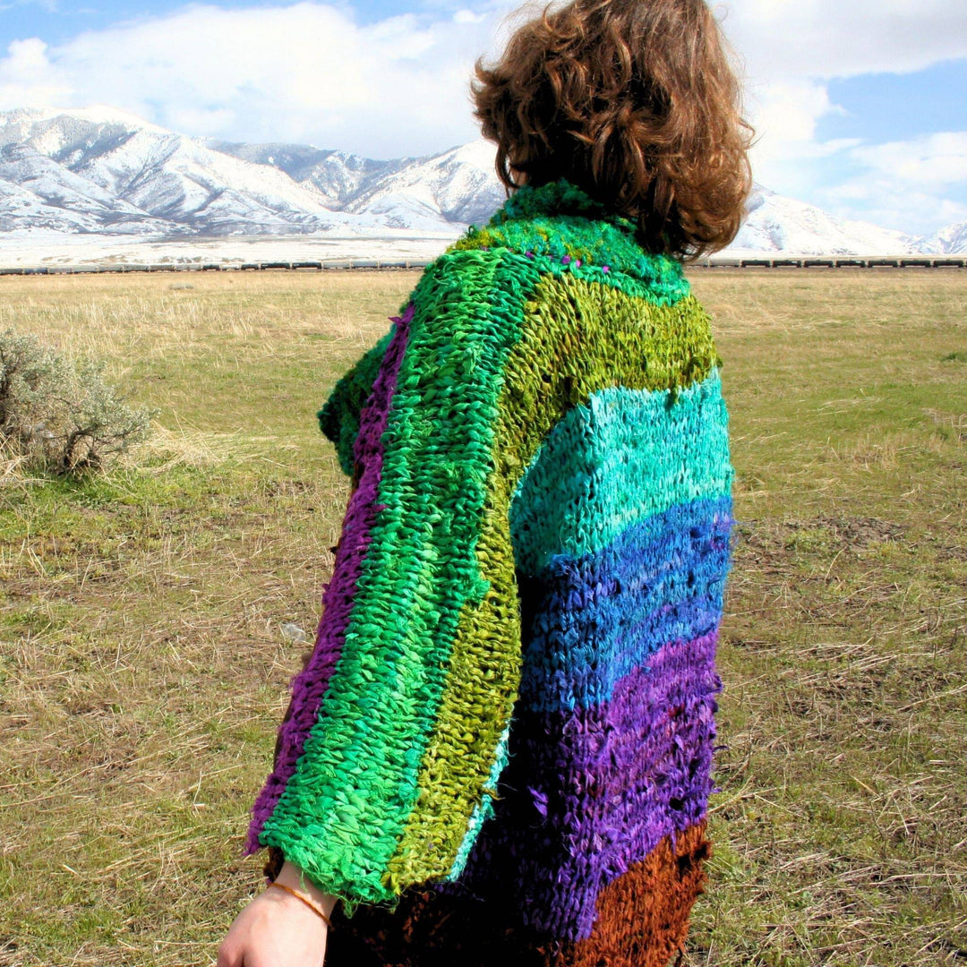 Chi Rainbow Ribbon Kimono Jacket  Knit Pattern - Darn Good Yarn