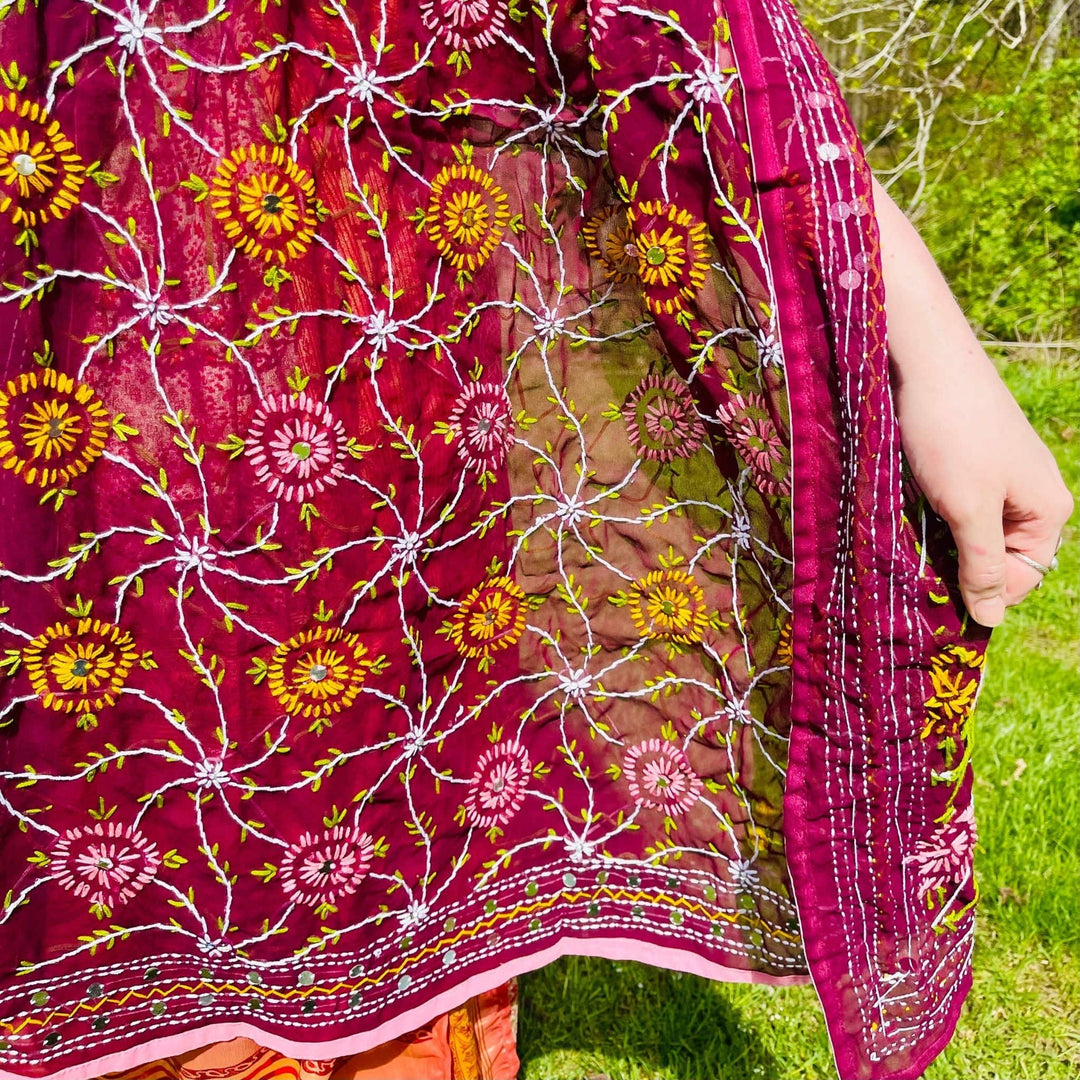 Chiffon Phulkari Scarf - Darn Good Yarn