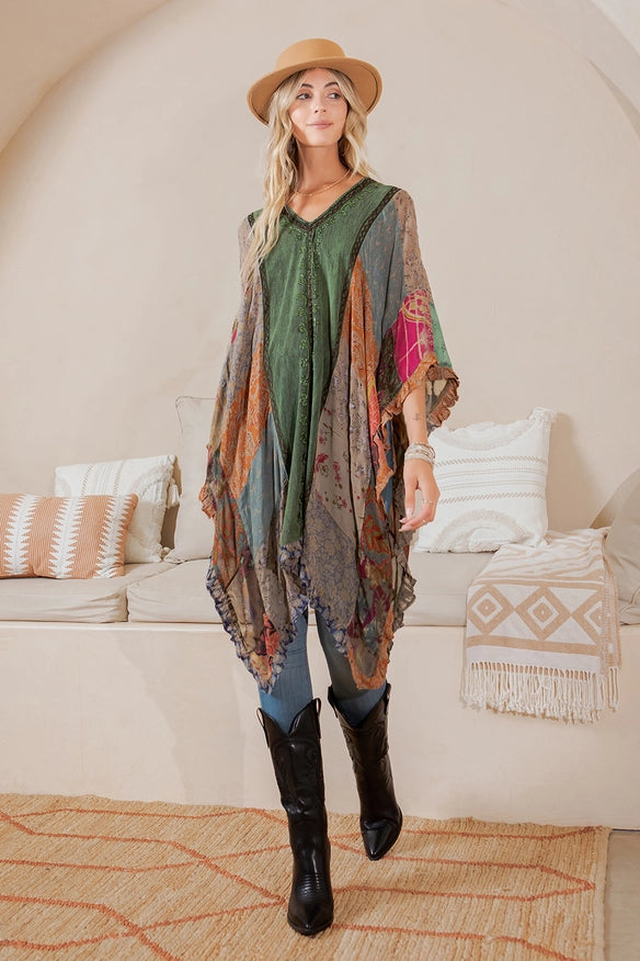 Darn Good Yarn: Limited Edition: Woodstock Dreams Embroidered Colorblock Shrug, Clothing and Accessories