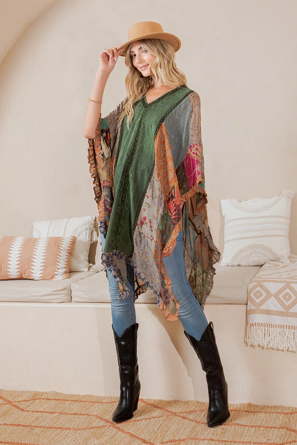 Darn Good Yarn: Limited Edition: Woodstock Dreams Embroidered Colorblock Shrug, Clothing and Accessories