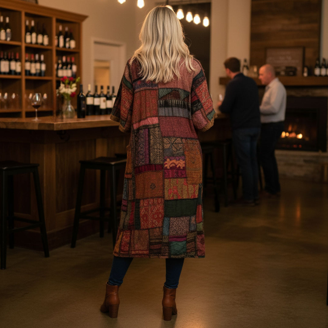 Darn Good Yarn: Limited Edition: Woodstock Dreams Handcrafted Patchwork Long Duster, Clothing and Accessories