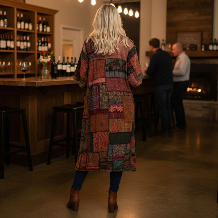Darn Good Yarn: Limited Edition: Woodstock Dreams Handcrafted Patchwork Long Duster, Clothing and Accessories