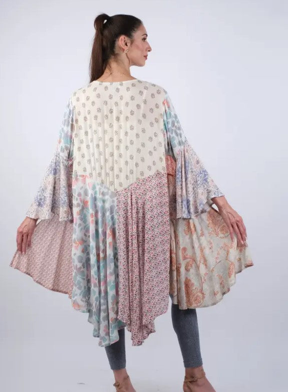 Darn Good Yarn: Limited Edition:  Woodstock Dreams Wild Rose Mosaic Cardigan, Clothing and Accessories