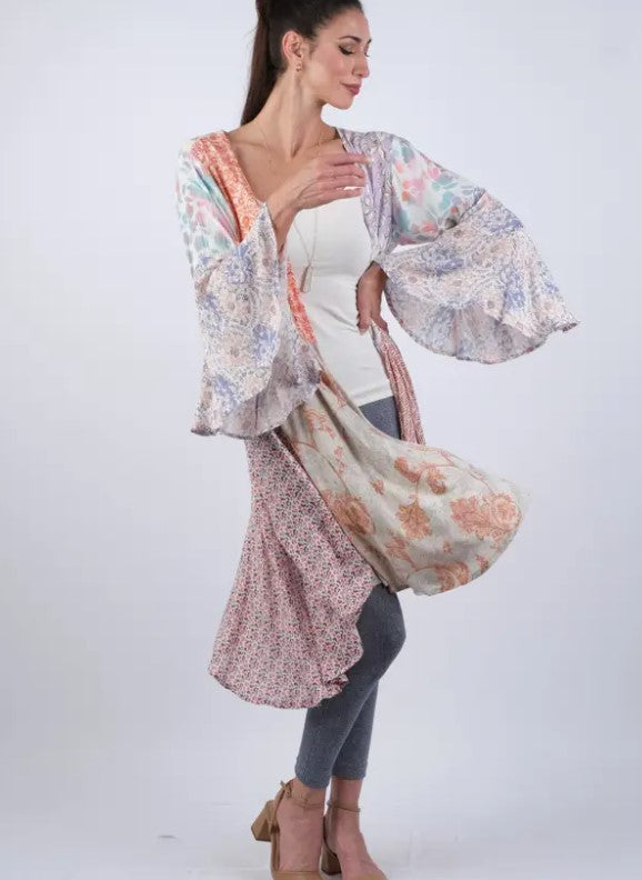 Darn Good Yarn: Limited Edition:  Woodstock Dreams Wild Rose Mosaic Cardigan, Clothing and Accessories