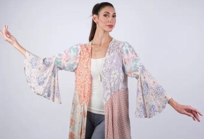 Darn Good Yarn: Limited Edition:  Woodstock Dreams Wild Rose Mosaic Cardigan, Clothing and Accessories