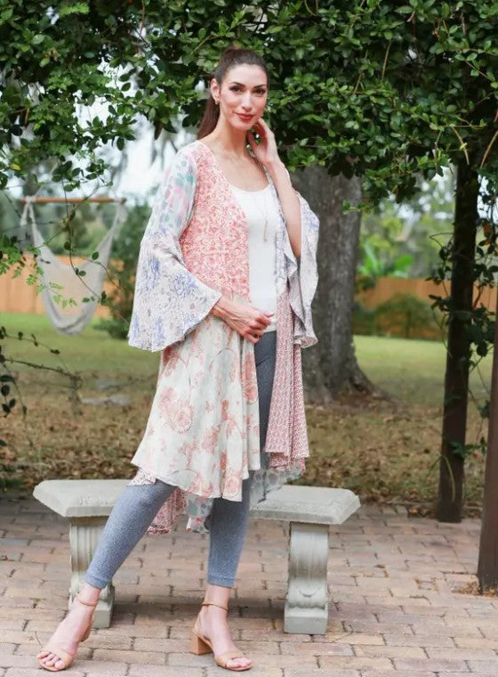 Darn Good Yarn: Limited Edition:  Woodstock Dreams Wild Rose Mosaic Cardigan, Clothing and Accessories